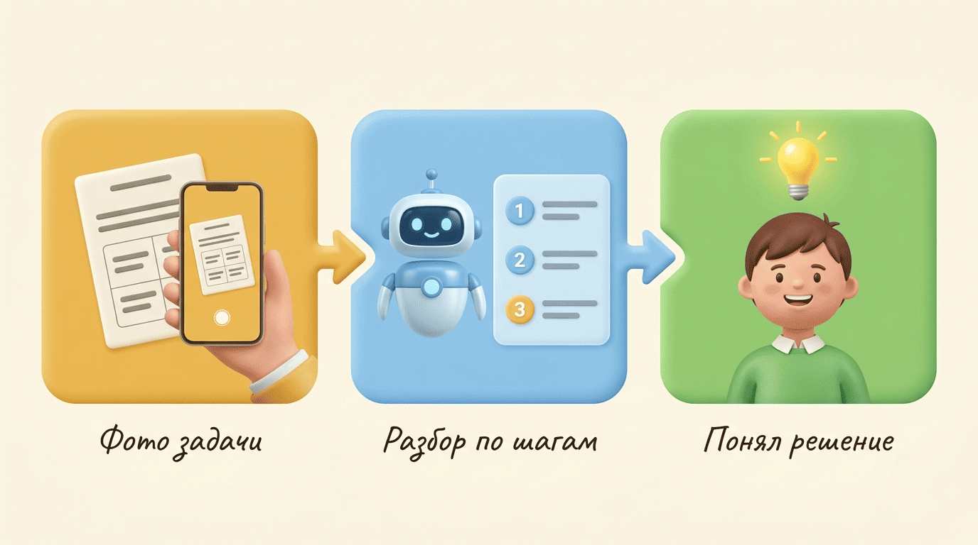 Как работает Репетитор AI: фото задачи, разбор по шагам, понимание решения