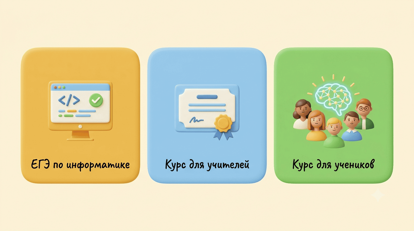 Продукты для подготовки: ЕГЭ по информатике, курс для учителей, курс для учеников